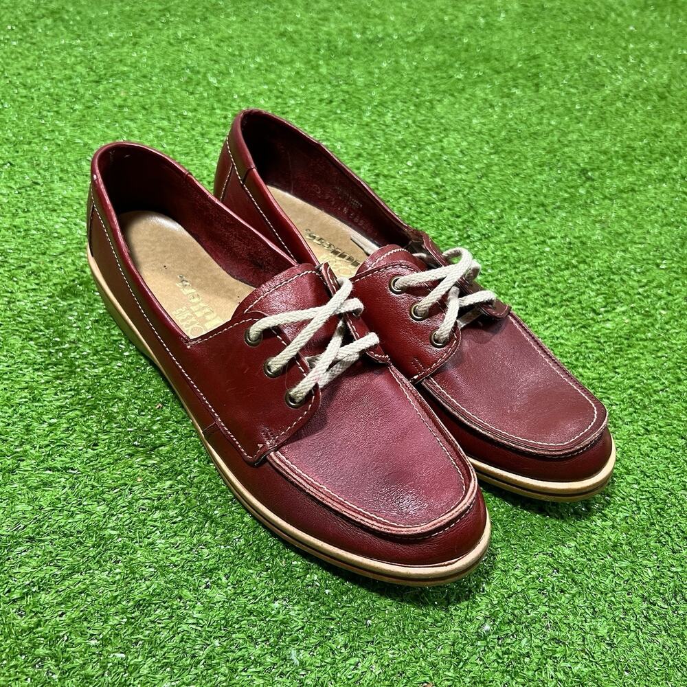 Vintage Women’s Leather Loafers SZ‎ 9.5 Burgundy Shoes Casual Preppy EUC